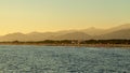 Versilia coast view on the sunset Royalty Free Stock Photo