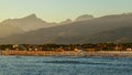Versilia coast view on the sunset Royalty Free Stock Photo