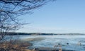 Mud flat landscape off a Maine island in winter Royalty Free Stock Photo