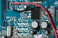 Version 3, Blue electronic circuit close-up. Royalty Free Stock Photo