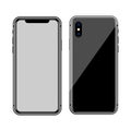 version of black slim smartphone similar to iphone x with blank screen. Realistic vector illustration.