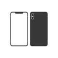 version of black slim smartphone similar to iphone x with blank screen. vector icon.