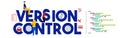 Version control system or VCS in the form of binary code coding programming illustration flat Royalty Free Stock Photo