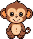 Vector kawaii cute monkey illustration sticker