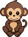 Vector kawaii cute monkey illustration sticker