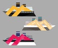 Version icon of cruise liner. Ship at sea, travel, water transport, boat and vessel. Flat vector illustration Royalty Free Stock Photo