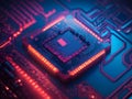 Central Processing Unit Image In Power Up Mode In Dark Gradient Background. Royalty Free Stock Photo