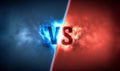 Versus background with red and blue smoke and diagonal stripe and lightning, glow with copyspace. Concept confrontation.