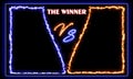 Versus banner - image blank. Red and blue with fire line. Competition vs match game, martial battle vs sport. illustration versus
