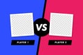 Versus battle concept. VS two transparent photo frame. Colorful before and after frames. Vector illustration. Vector template.