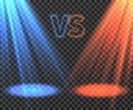 Versus battle futuristic screen with blue and red glow rays vector illustration