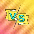 Versus battle, retro comic book headline, game banner with lightning bolt and VS letters