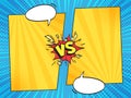 Versus comic frame. Vs comics book frames with cartoon text speech bubbles on halftone stripes background vector template Royalty Free Stock Photo
