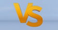 Versus concept. Gold metall 3d VS letters isolated on grey background,