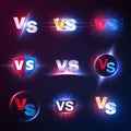 Versus emblems. Vs mma competition, battle confrontation lucha libre contest versus vector symbols Royalty Free Stock Photo