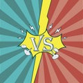 Versus. Fighting background of comic style. Sunburst texture Royalty Free Stock Photo