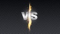 Versus fire battle. MMA concept - fight night, MMA, boxing, wrestling, Thai boxing. VS of metal letters with light fire