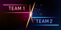 Versus game battle, gamer background. Vs fight competition, esport player logo, match contest. Red and blue team neon