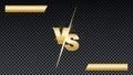 Versus gold fire battle. MMA concept - fight night, MMA, boxing, wrestling, Thai boxing. VS of metal letters with light