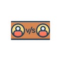 Color illustration icon for Versus, against and opposed