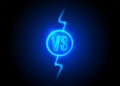 Versus icon. VS letters is into round circle. Lightning bolt on dark background