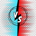 Versus letters comic style vector illustration. VS collision battle concept with rays and clap clouds. Royalty Free Stock Photo