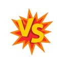 Versus letters or vs logo vector emblem on explosion shape Royalty Free Stock Photo