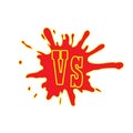 Versus letters or vs logo vector emblem on explosion shape Royalty Free Stock Photo