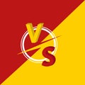 Versus letters or vs logo vector emblem. Red and yellow. Royalty Free Stock Photo