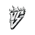 Versus logo hand lettering. Symbol competition vs with fire illustration.