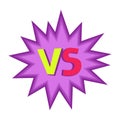 Versus logo or vs letters icon on starburst speech bubble shape. Template design in cartoon or comic style Royalty Free Stock Photo