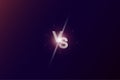 Versus logo. VS letters for sports competition, fight, game battle. Glowing neon background.