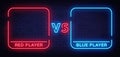 Versus neon sign. Neon symbol, icon, logo design template confrontation. Light banner, bright night advertising. Vector