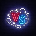 Versus neon sign vector. Versus logo, symbol in neon style. Design template light banner, night advertising. Battle vs
