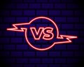 Versus neon sign vector. Versus logo, symbol in neon style. Design template light banner, night advertising. Battle vs match, game Royalty Free Stock Photo