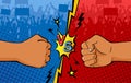 Versus rivalry fist backgrounds in comics style Royalty Free Stock Photo