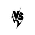 Versus sign surrounded by flames. Black and white symbol.