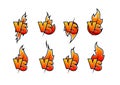 Versus sign surrounded by flames. Color symbol.