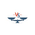 Versus symbol with scales icon concept, Vector isolated VS illustration