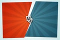 Versus VS Background Letters vs on the gap red and blue background of lines rays Blank template background for team competition