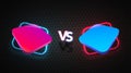 Versus vs battle vector illustration. Isolated red and blue 3d podiums with light neon effects sport competition