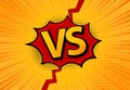 Versus VS letters fight backgrounds in flat comics style design with halftone, lightning