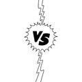 Versus Or VS Letters Logo Design in doodle style. Comic fighting duel with lightning ray border. vector illustration