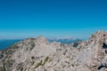 Vertatscha - Hiking trails with scenic view of majestic mountain peak Hochstuhl (Stol) in untamed Karawanks Royalty Free Stock Photo