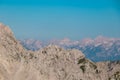 Vertatscha - Hiking trails with scenic view of majestic mountain peak Hochstuhl (Stol) in untamed Karawanks Royalty Free Stock Photo