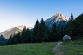 Vertatscha - Hiking trails with scenic view of majestic mountain peak Wertatscha (Vrtaca) in untamed Karawanks