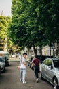 Vertcial shot of people and tourists exploring the cultural city of Brussels, Belgium