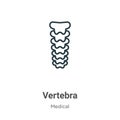 Vertebra outline vector icon. Thin line black vertebra icon, flat vector simple element illustration from editable medical concept Royalty Free Stock Photo