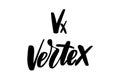 Vertex. Black ink handwriting. Astrology natal birth chart symbol.