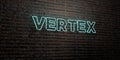 VERTEX -Realistic Neon Sign on Brick Wall background - 3D rendered royalty free stock image